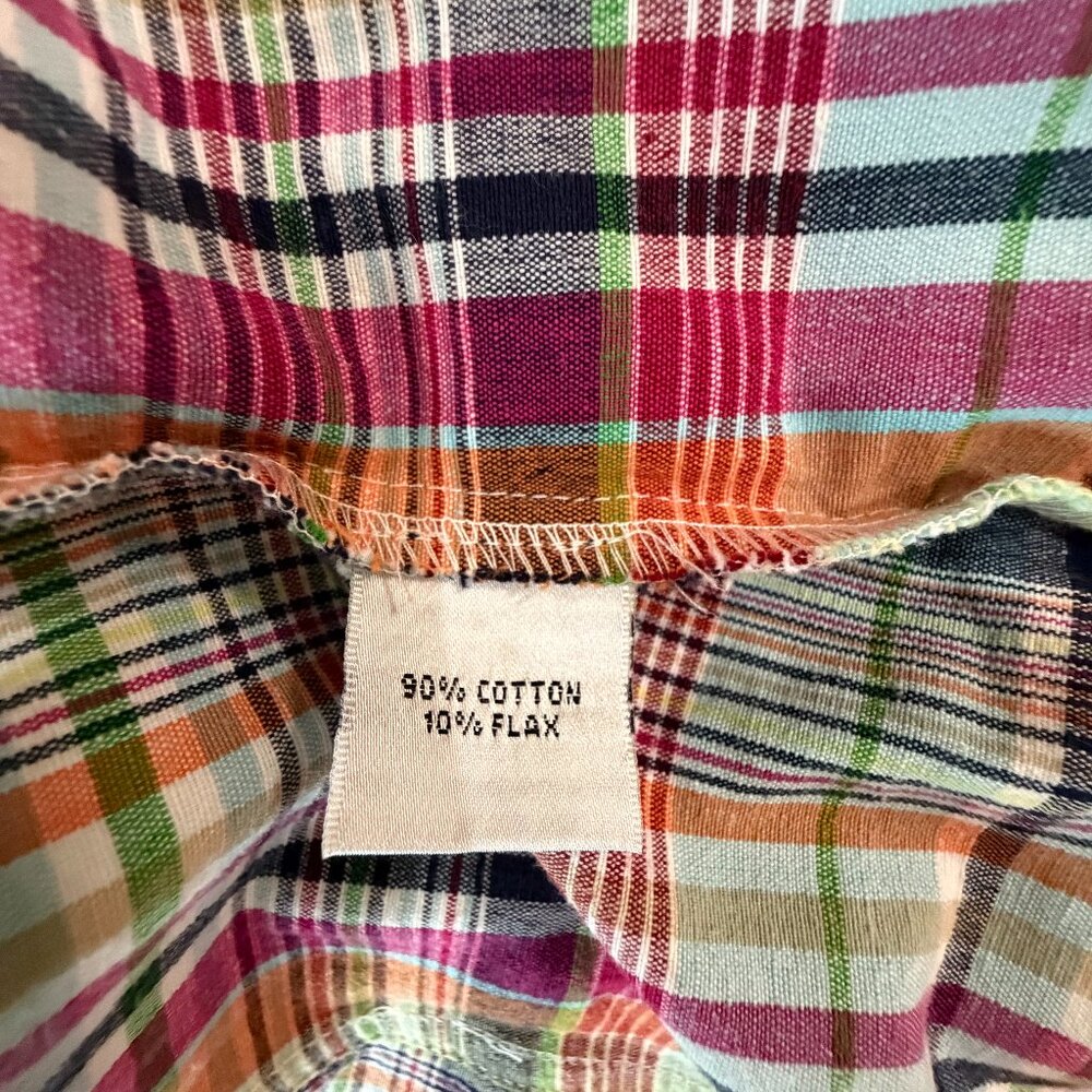 XL Cotton Plaid Madras Blazer Jacket Talbots 16 preppy academia stripe retro 90s - Picture 9 of 16